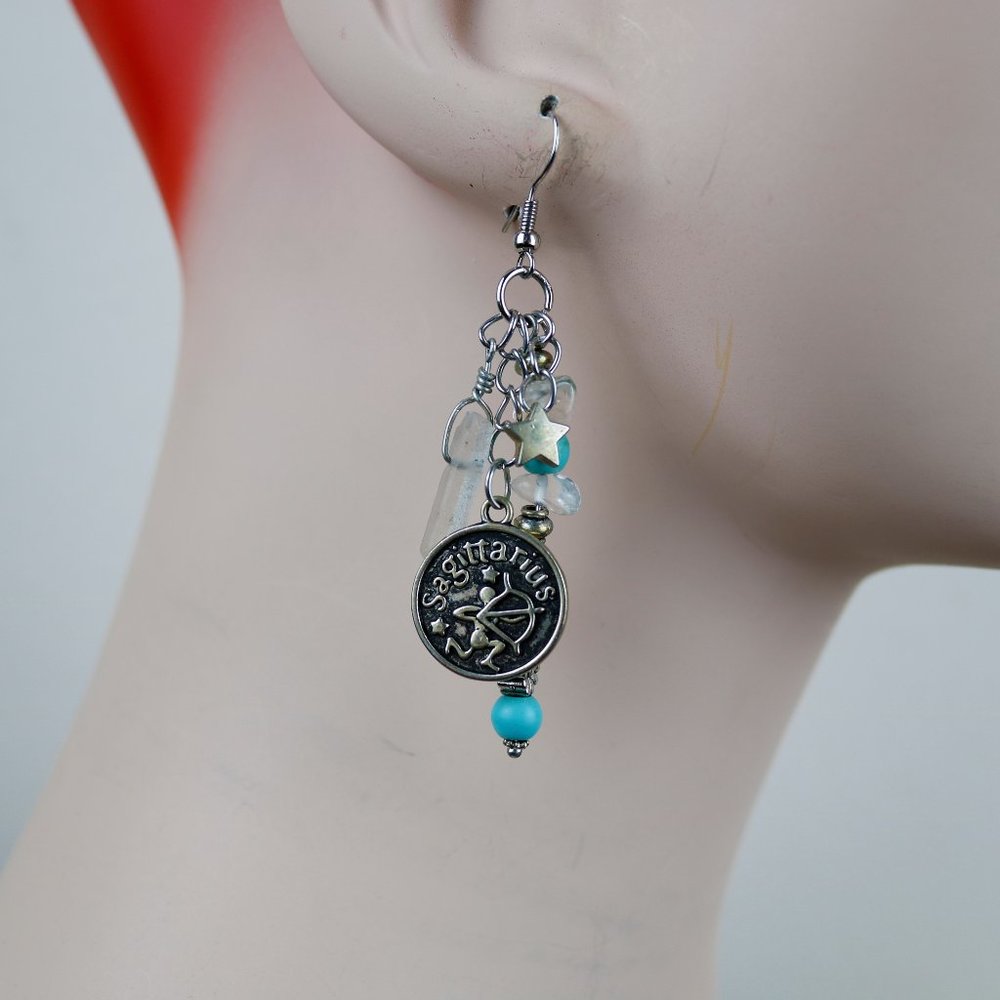 Handmade Sagittarius Charm Dangle Earrings